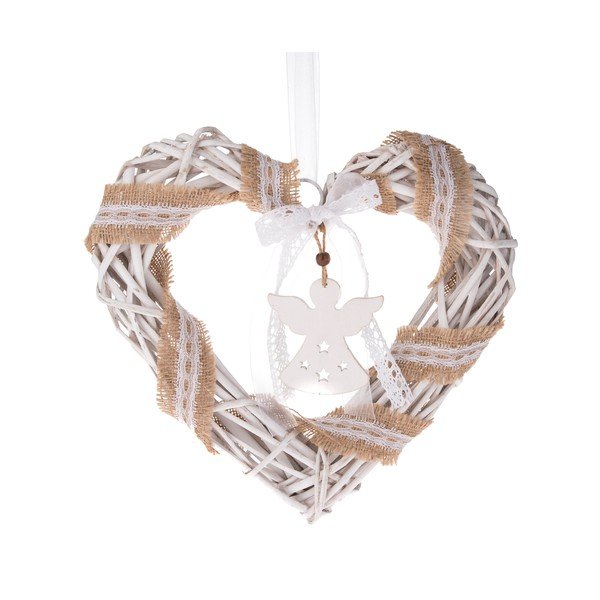 Ghirlanda di vimini bianca a forma di cuore , ø 30 cm Angel - Dakls