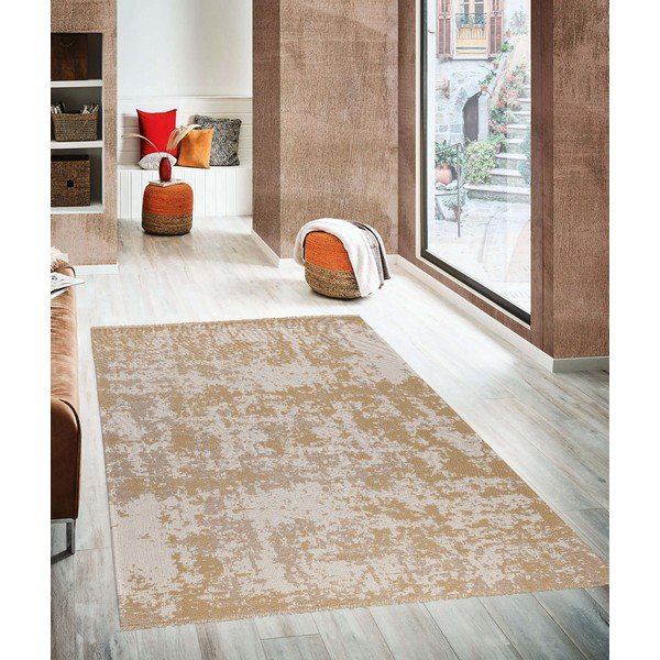 Tappeto in cotone giallo e beige , 75 x 150 cm Casa - Oyo home-image-1