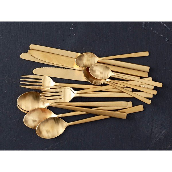 Posate color ottone in acciaio 16 pz Brass – Bitz-image-3