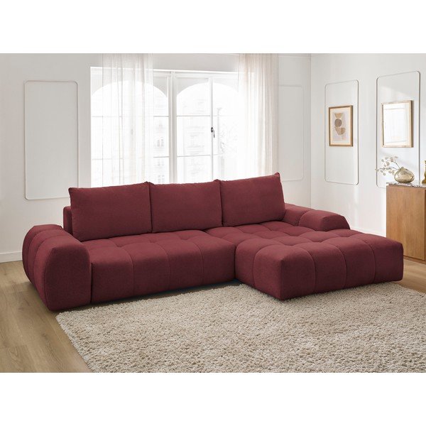 Divano angolare burgundy allungabile e con contenitore (penisola a destra/chaise lounge) con rivestimento in ciniglia Everest – Bobochic Paris-image-1
