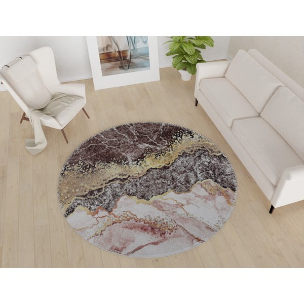Tappeto rotondo lavabile in marrone-oro ø 120 cm - Vitaus-image-1