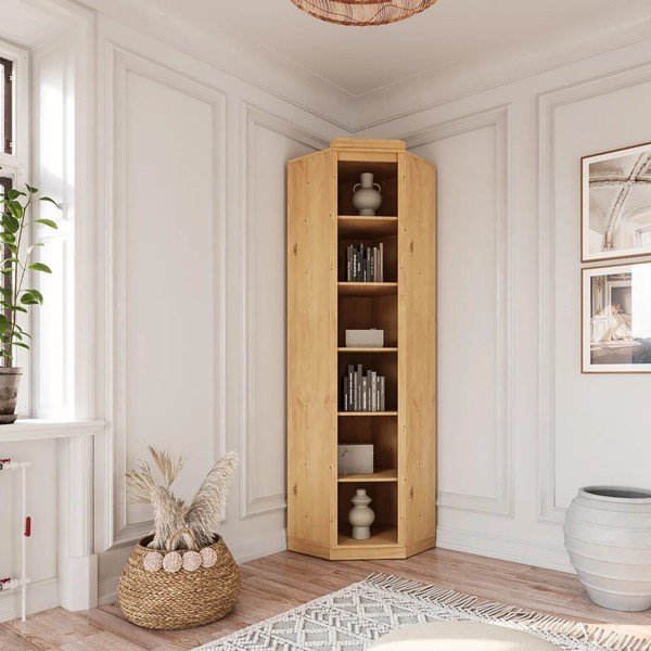 Libreria colore naturale chiaro in pino massiccio 85x219x56 cm Anita – Støraa-image-1