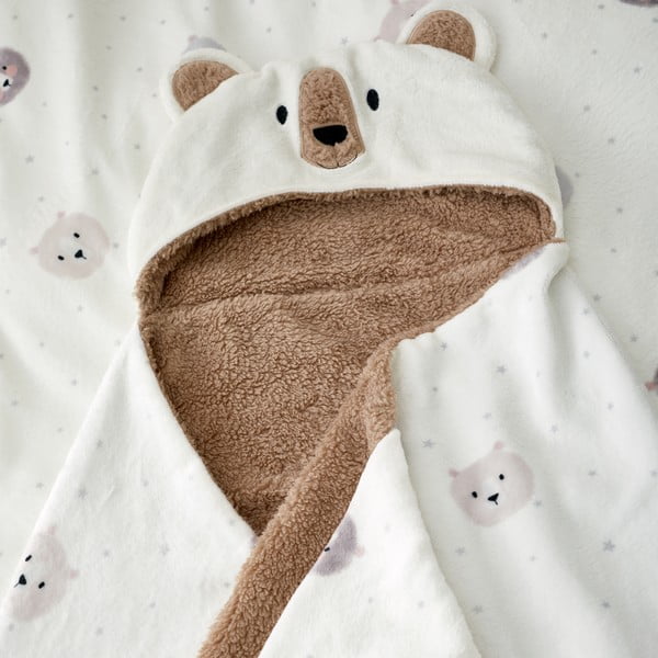 Coperta da bambini con cappuccio marrone e color crema in micropile 90x125 cm Cosy Bear – Catherine Lansfield-image-2