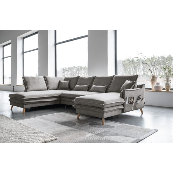 Divano letto angolare grigio (angolo sinistro/"U") Charming Charlie - Miuform-image-3