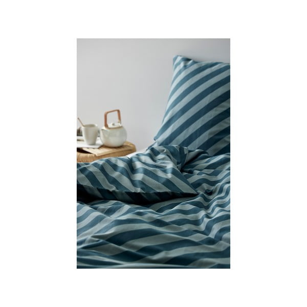 Biancheria da letto in cotone organico sateen blu scuro , 140 x 200 Diagonal - Södahl-image-2