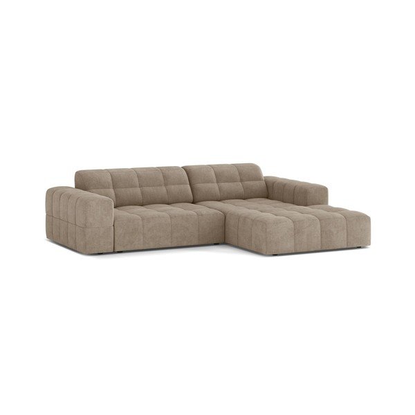 Divano angolare beige (con penisola a destra/con chaise lounge) con rivestimento in ciniglia Chicago – Cosmopolitan Design-image-1