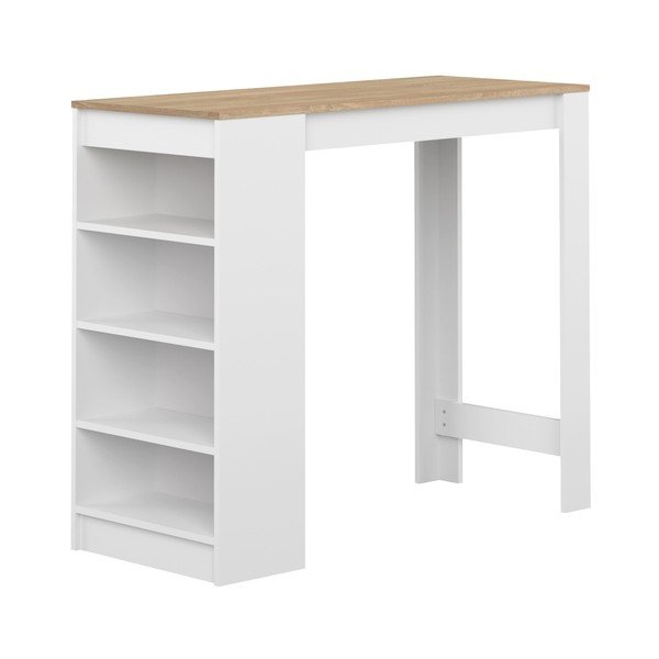 Tavolo da bar bianco con piano in legno di rovere Aravis - TemaHome