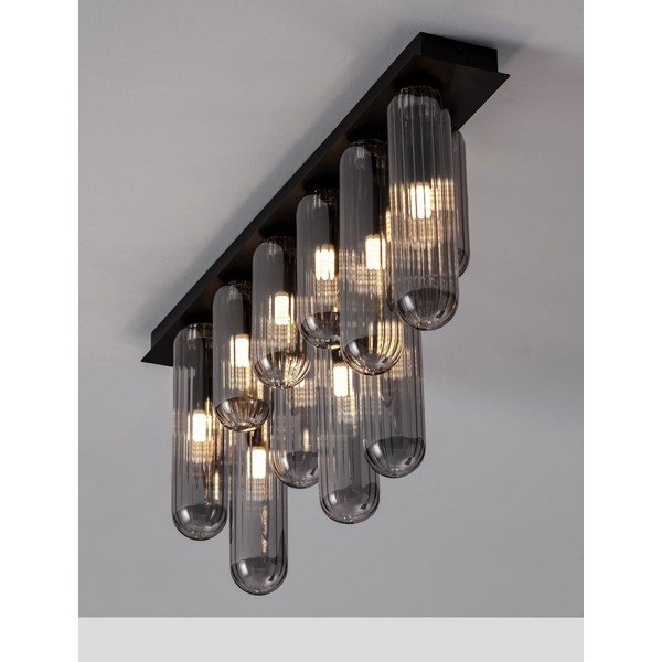 Plafoniera grigia in vetro con paralume in vetro 10x72 cm Gustave – Nova Luce-image-1