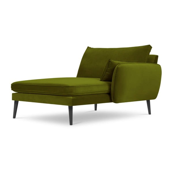 Poltrona lounge in velluto verde con gambe nere , angolo destro Lento - Kooko Home