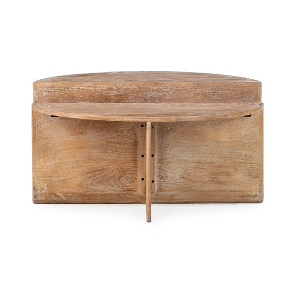 Tavolino da salotto rotondo colore naturale scuro in mango massiccio ø 80 cm Divya – MOME-image-2