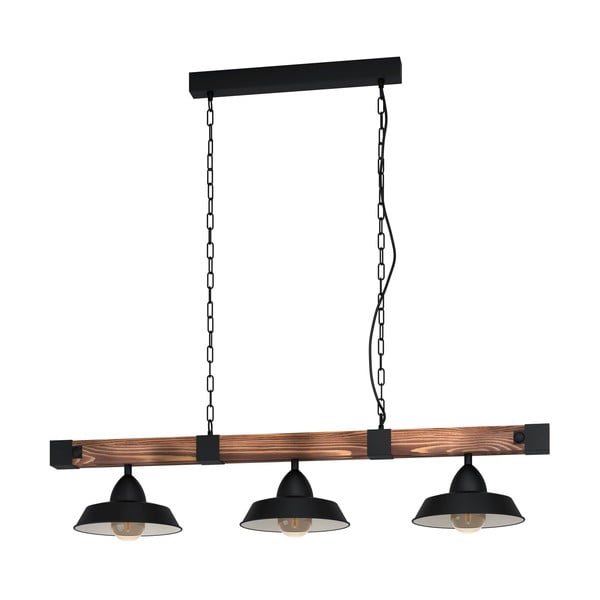 Lampadario nero/di colore naturale con paralume in metallo OLDBURY – EGLO