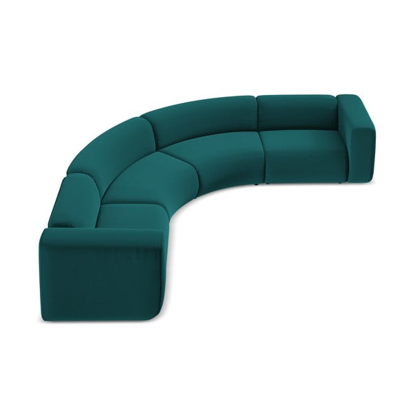 Divano angolare turchese con rivestimento in velluto Ekahi – Makamii-image-3