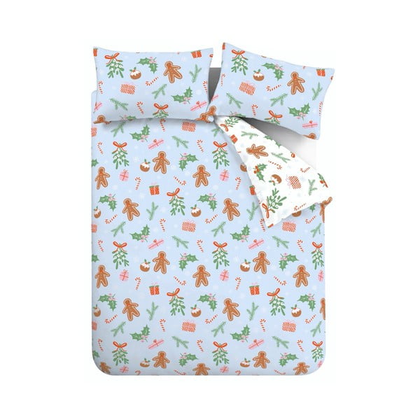Set copripiumino e federa blu in microfibra per letto matrimoniale e per letto esteso 230x220 cm Gingerbread – Catherine Lansfield