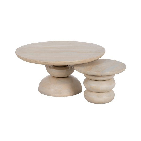 Tavolino rotondo color crema in legno di mango ø 90 cm Batel - Ixia-image-3