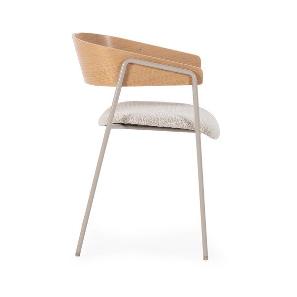 Set di sedie da pranzo grigio chiaro/di colore naturale in imbottito con braccioli 2 pz Cora – MOME-image-4