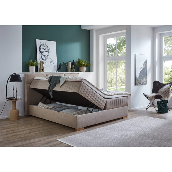 Letto boxspring beige con contenitore 160x200 cm Tambo - Meise Möbel-image-4