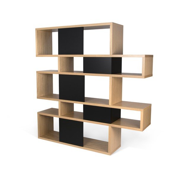 Libreria marrone con dettagli neri opachi Londra, 34 x 160 cm - TemaHome-image-1