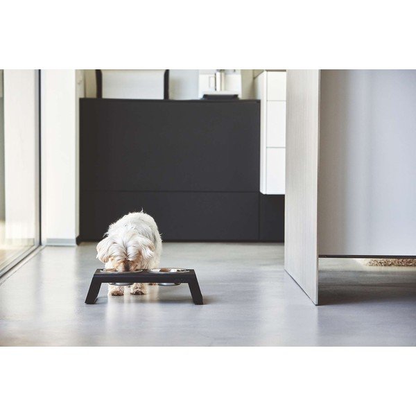 Set di ciotole in metallo con base rialzata per cani Desco Black M - MiaCara-image-1