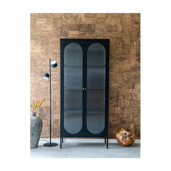 Vetrina metallica nera 80x180 cm Adelaide - House Nordic-image-3