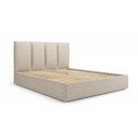 Letto matrimoniale imbottito beige con contenitore con griglia 180x200 cm Juniper - Mazzini Beds