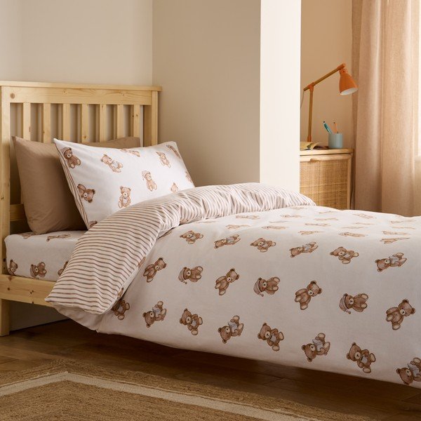 Set copripiumino e federa da bambini color crema in flanella per letto singolo 120x150 cm Brushed Teddy Bear – Catherine Lansfield-image-4