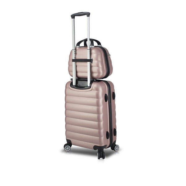 Set di valigie da viaggio rosa su ruote con porta USB e valigetta My Valice RESSNO MU & M - Myvalice