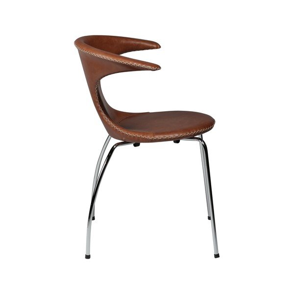 Sedia da pranzo in pelle marrone con base cromata DAN-FORM Denmark Flair - DAN-FORM Denmark-image-1