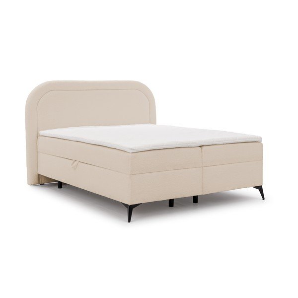 Letto boxspring beige con contenitore 160x200 cm Ornes – Ropez