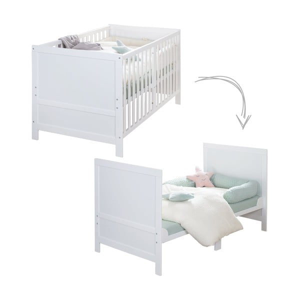 Lettino bianco con altezza regolabile 70x140 cm Easy Sleep – Roba-image-3