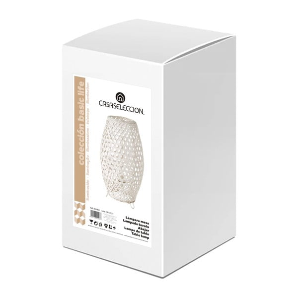 Lampada da tavolo bianca con paralume in bambù (altezza 36 cm) - Casa Selección-image-4