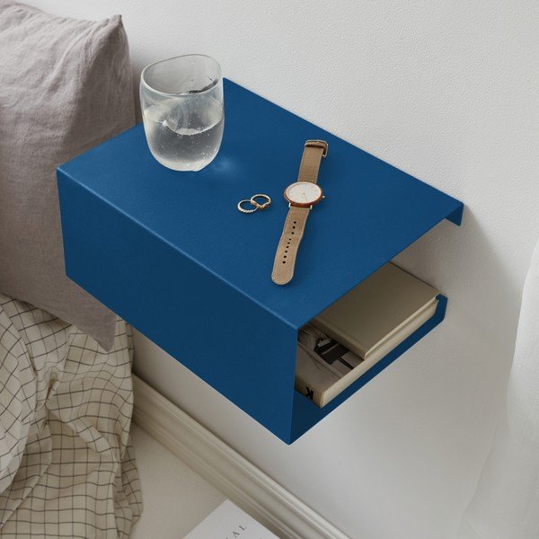 Mensola blu in acciaio con ripiani multipli 35 cm – ReCollector-image-1