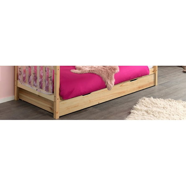 Letto per bambini in legno di pino con letto estraibile e contenitore in colore naturale 90x200 cm DALLAS - Vipack-image-4
