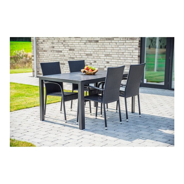 Set da pranzo da giardino per 4 persone con sedia nera Paris e tavolo Viking, 90 x 150 cm Viking & Paris - Bonami Selection