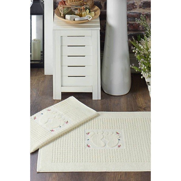 Set di 2 tappeti da bagno rettangolari beige Chilai Steps - Foutastic