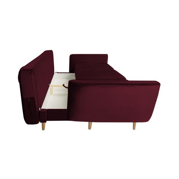 Divano letto a tre posti Silva rosso bordeaux con contenitore - Mazzini Sofas-image-3