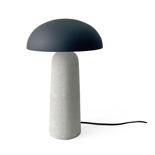 Lampada da tavolo grigia in calcestruzzo con paralume in metallo (altezza totale 39,5 cm) Delphine – Bizzotto