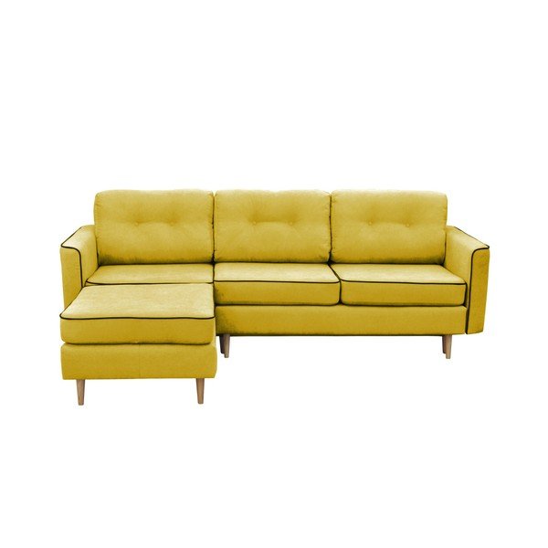 Divano letto giallo senape con gambe leggere Coccinella, angolo sinistro - Mazzini Sofas