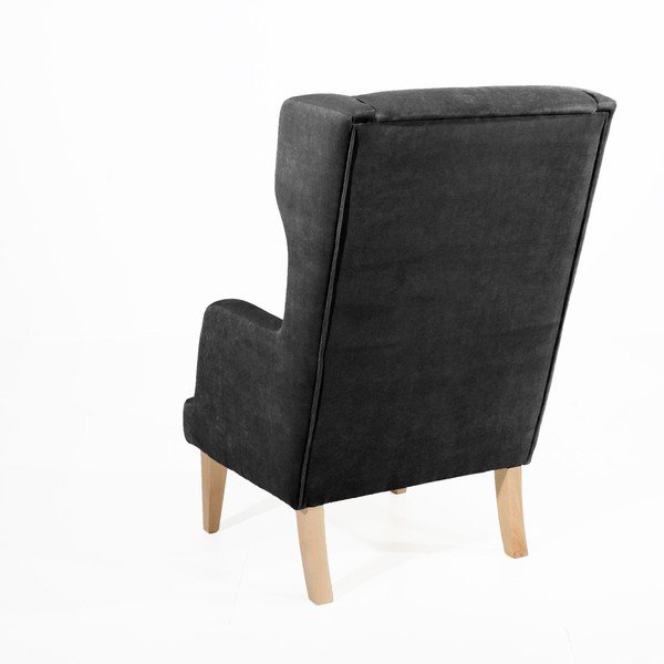 Černé křeslo ušák Max Winzer Bennet Suede-image-4