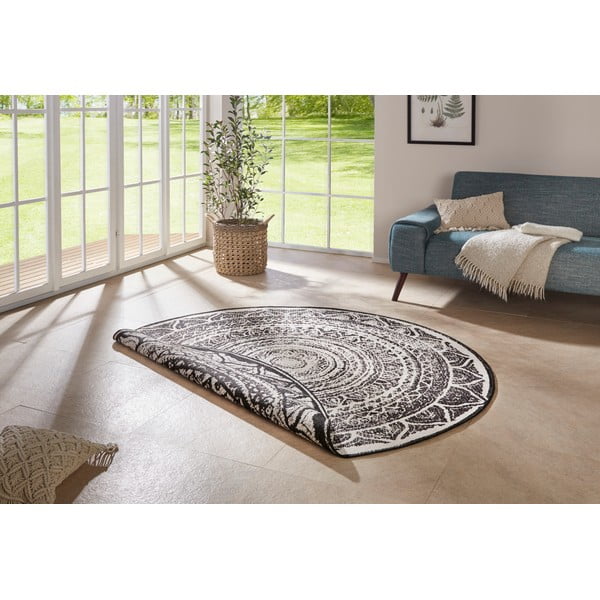 Tappeto da esterno nero e crema, ø 200 cm Siruma - NORTHRUGS-image-1
