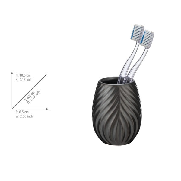 Tazza in ceramica antracite per spazzolini da denti Idro - Wenko-image-3