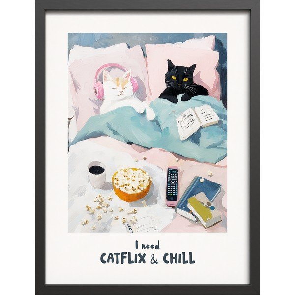 Dipinto stampato con cornice inclusa 30x40 cm Catflix – Styler
