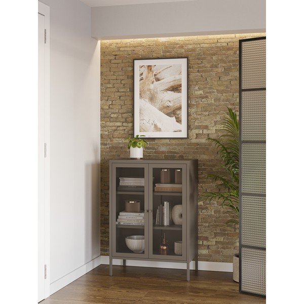 Armadietto grigio in metallo 70x100x40 cm Fayna – Marckeric-image-1