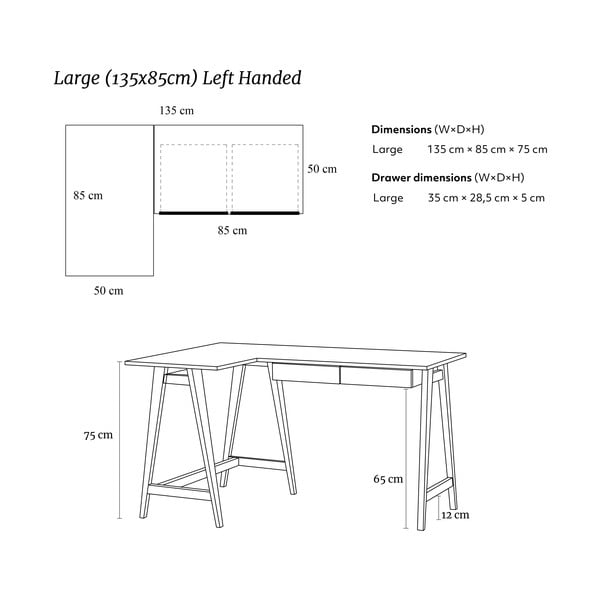 Tavolo da lavoro 85x135 cm Luka - Ragaba-image-4