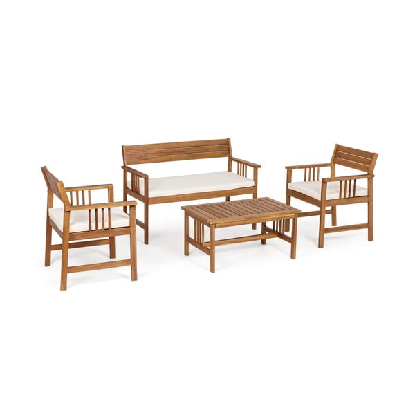 Set di mobili da giardino colore naturale scuro in acacia massiccia per 4 persone Noemi   – Bizzotto