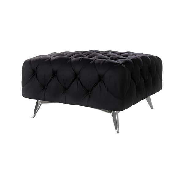 Poggiapiedi nero con rivestimento in velluto Chelsea – Ropez-image-1