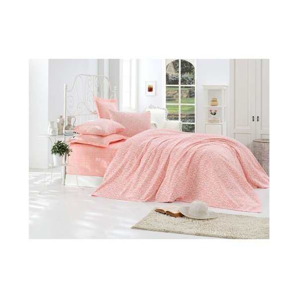 Lenzuolo matrimoniale rosa con lenzuolo in cotone Lolita, 220 x 240 cm - Mijolnir
