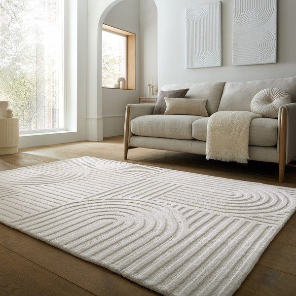 Tappeto avorio in lana tessuto a mano 200x290 cm Zen Garden – Flair Rugs-image-1