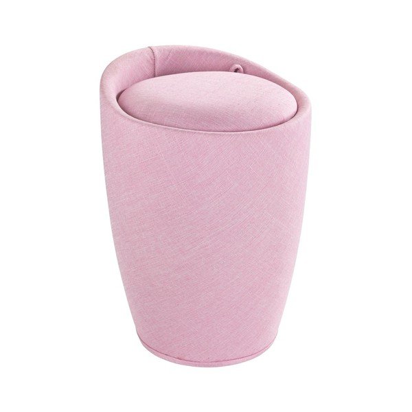 Růžový koš na prádlo a taburetka v jednom Wenko Linen Look, 20 l