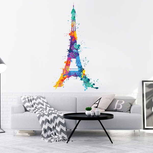 Adesivo murale Decalcomania Torre Eiffel Design Acquerello, 105 x 60 cm - Ambiance-image-1