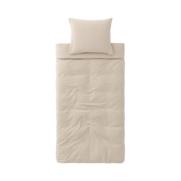 Set copripiumino e federa beige in misto lino per letto singolo 150x200 cm Elly – Ellos Home